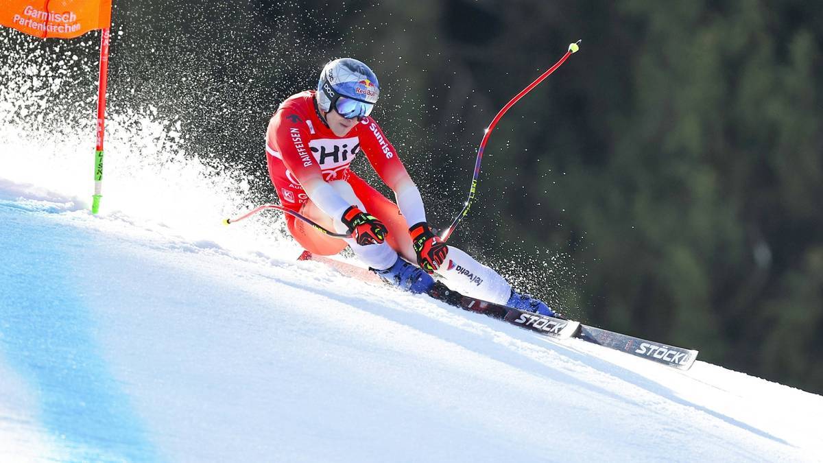 Marco Odermatt bei der Abfahrt in Garmisch-Partenkirchen