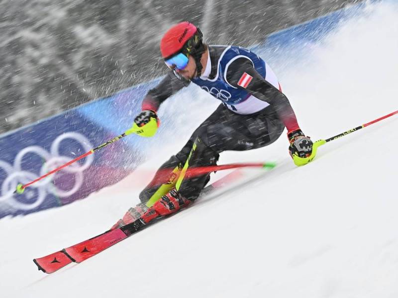 Manuel Feller beim Olympia-Slalom in Bormio