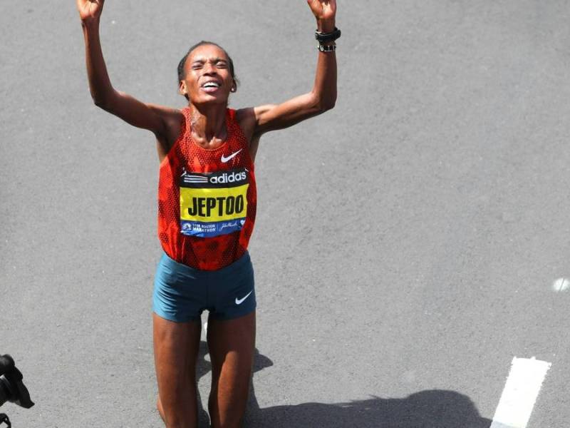 Rita Jeptoo 2014 bei ihrem Sieg in Boston