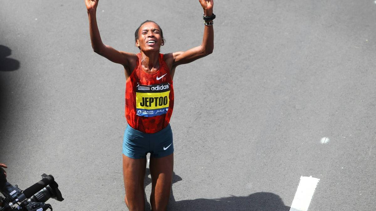 Rita Jeptoo 2014 bei ihrem Sieg in Boston
